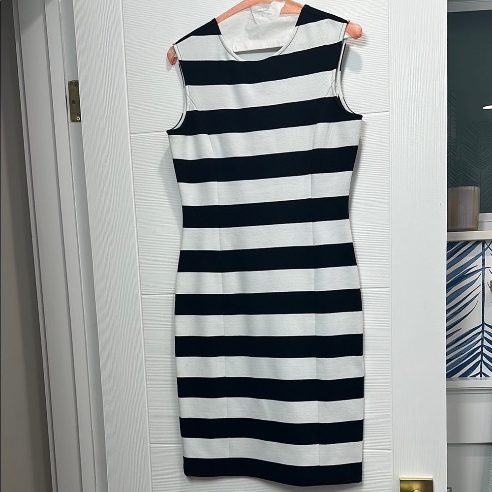 Black and White Striped Sleeveless Dress